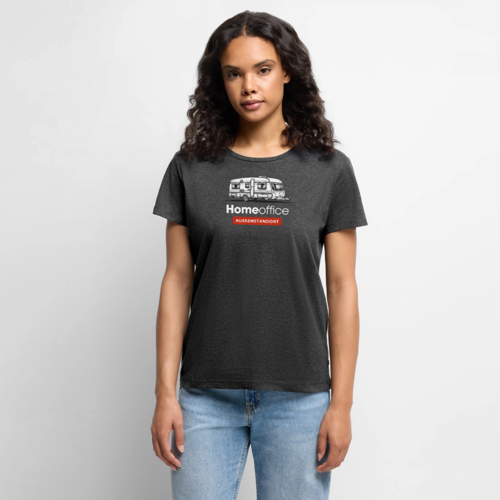 Wohnwagen Homeoffice - Damen Camping T-Shirt - Anthrazit meliert