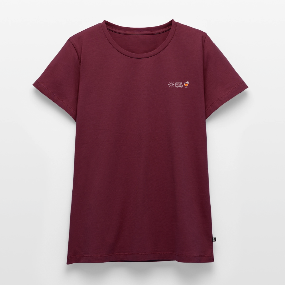 Sonne Wohnmobil Aperol - Damen Camping T-Shirt - Burgunderrot