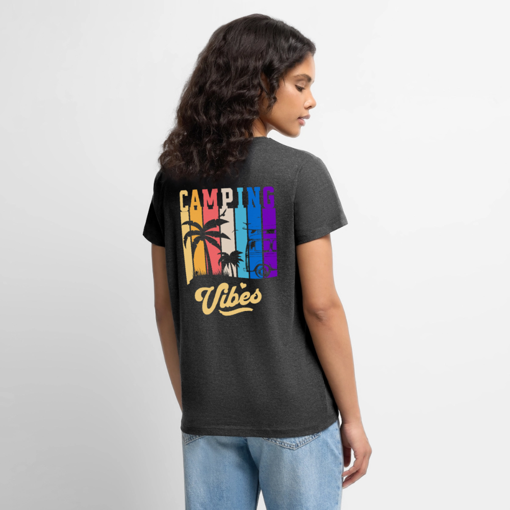 Camping Vibes - Damen Camping T-Shirt - Anthrazit meliert