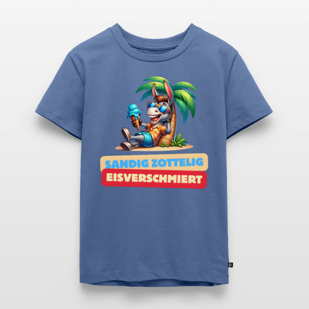 Sandig Zottelig Eisverschmiert - Kinder Camping T-Shirt - Taubenblau