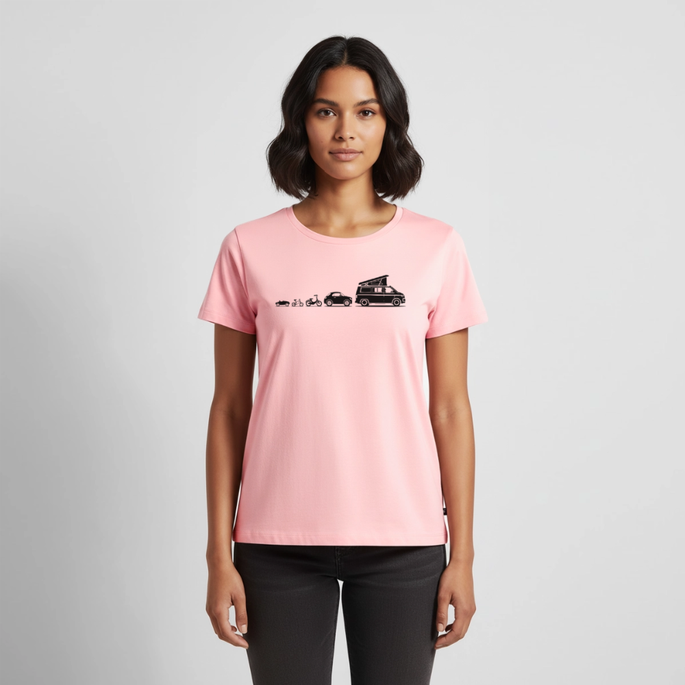 Evolution Bulli - Damen Camping T-Shirt - Rosa