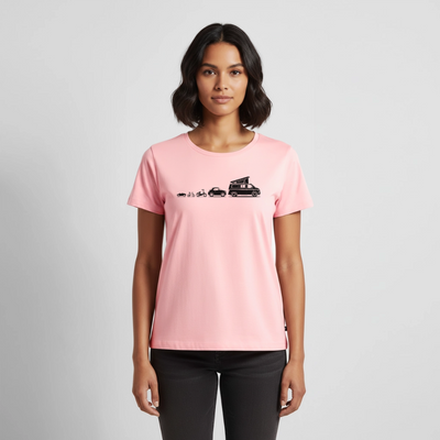 Evolution Bulli - Damen Camping T-Shirt - Rosa