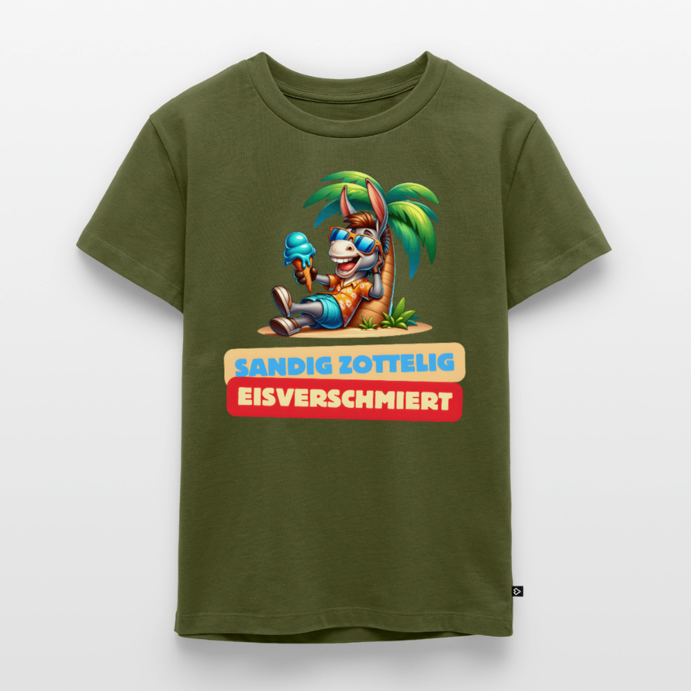 Sandig Zottelig Eisverschmiert - Kinder Camping T-Shirt - Khaki