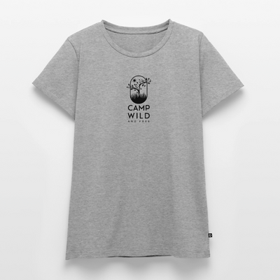 Camp Wild and Free - Damen Camping T-Shirt - Grau meliert
