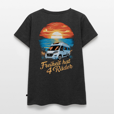 Freiheit hat 4 Räder - Damen Camping T-Shirt - Van - Anthrazit meliert