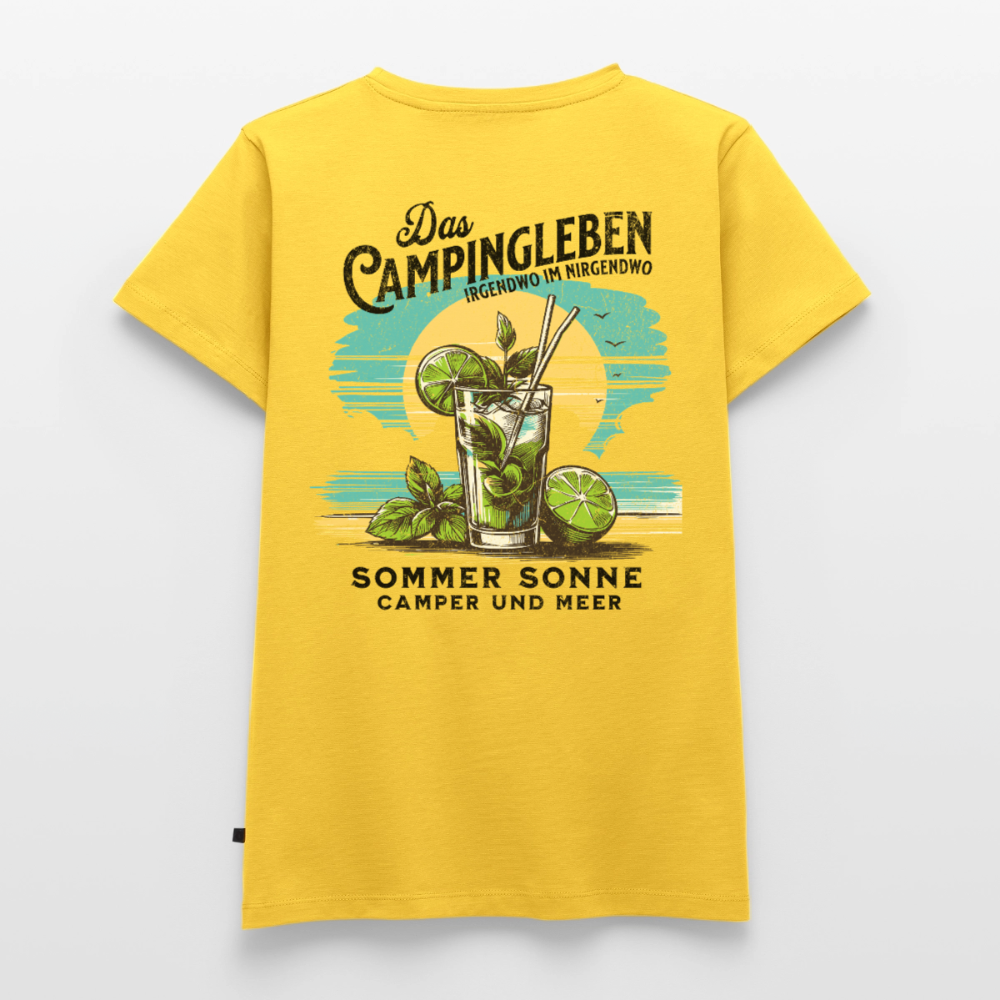 Das Campingleben - Damen Camping T-Shirt - Sonnengelb