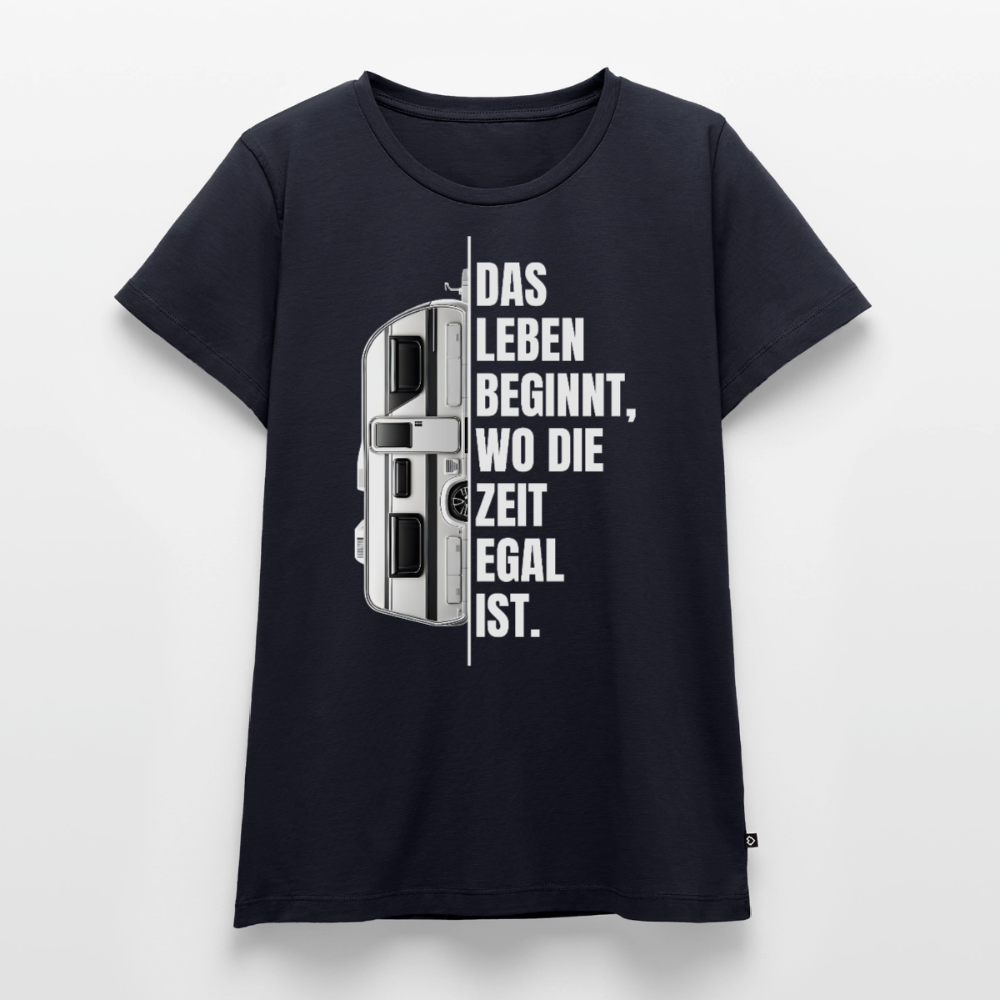 Camping ist Zeitlos - Damen Camping T-Shirt - Wohnwagen - Navy