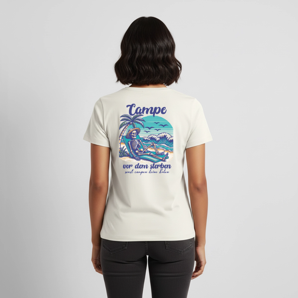 Campe Jetzt - Damen Camping T-Shirt - Naturweiß