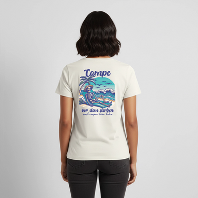 Campe Jetzt - Damen Camping T-Shirt - Naturweiß