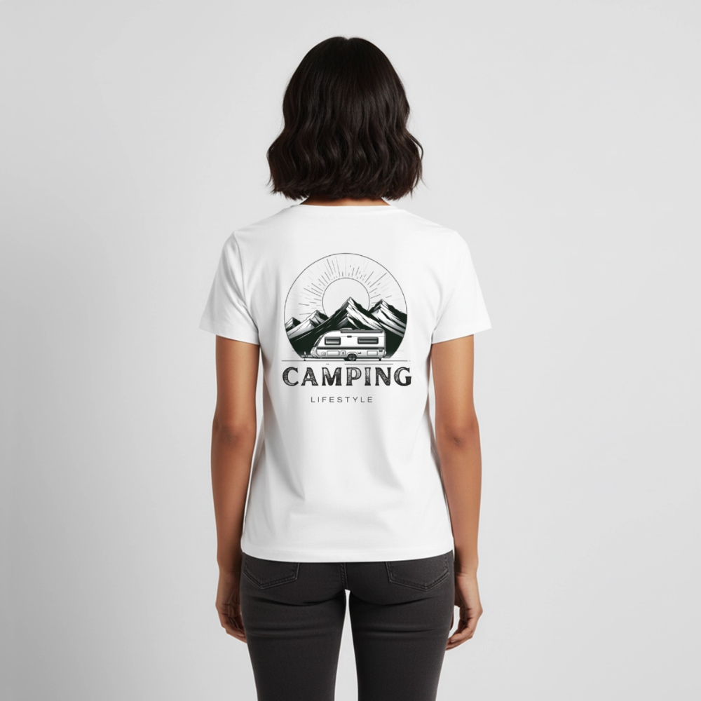 Camping Lifestyle - Damen Camping T-Shirt - Weiß