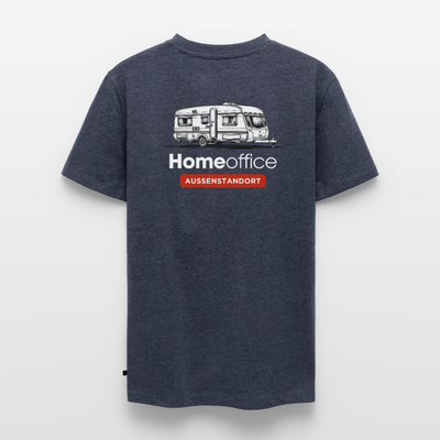 Wohnwagen Homeoffice - Herren Camping T-Shirt - Rückendruck - Jeansblau 