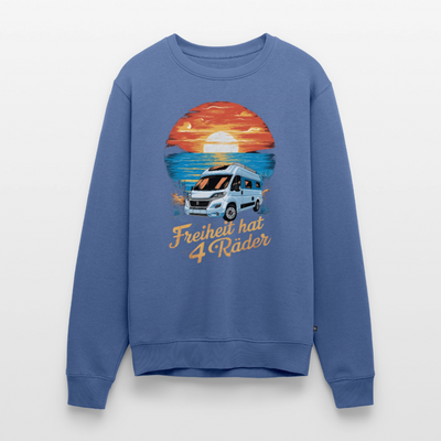 Freiheit hat 4 Räder - Herren Camping Sweatshirt - Vanlife - Taubenblau