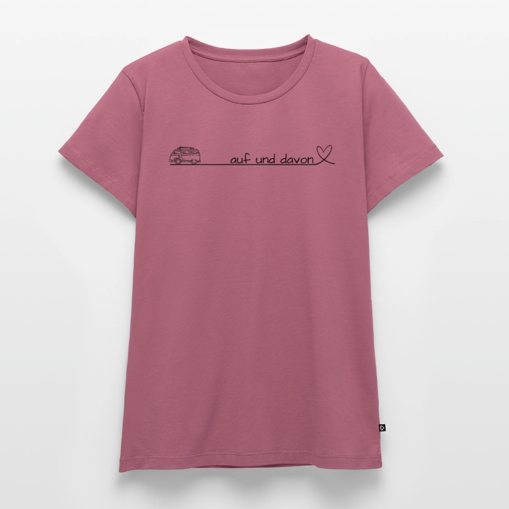 Auf und Davon - Damen Camping T-Shirt - Bulli - Mauve