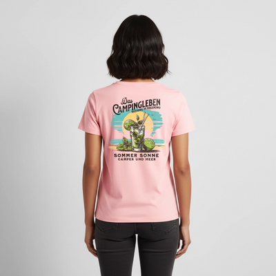 Das Campingleben - Damen Camping T-Shirt - Rosa