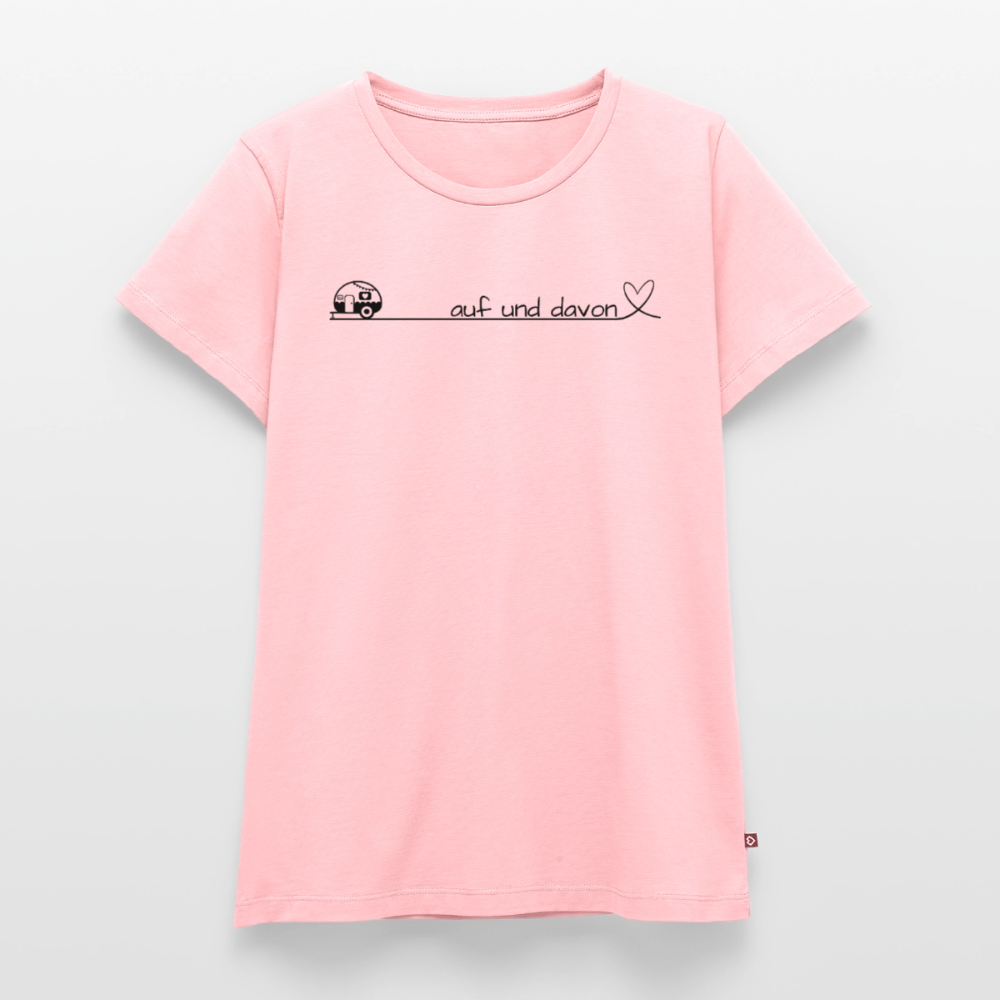 Auf und Davon - Damen Camping T-Shirt - Wohnwagen - Rosa