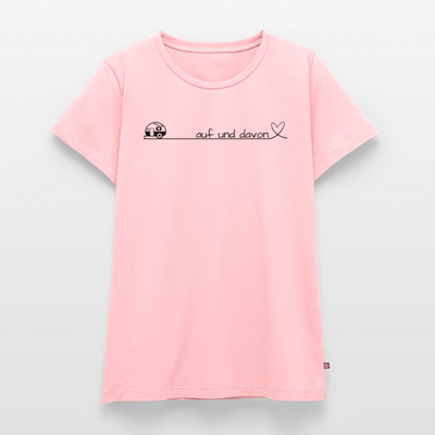 Auf und Davon - Damen Camping T-Shirt - Wohnwagen - Rosa