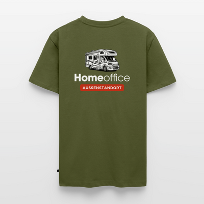 Wohnmobil Homeoffice - Herren Camping T-Shirt - Rückendruck - Khaki