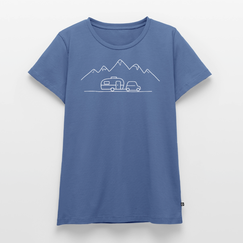 Keep it simple - Damen Camping T-Shirt - Taubenblau