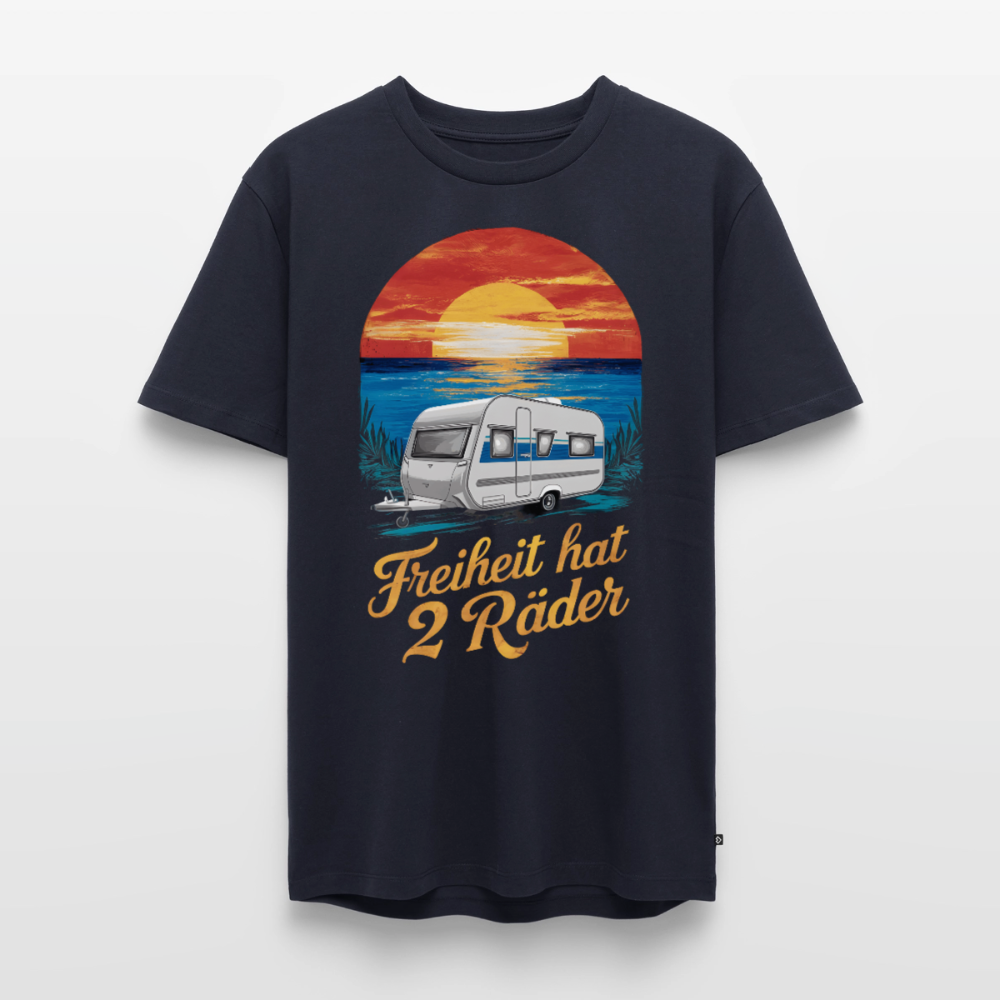 Freiheit hat 2 Räder - Herren Camping T-Shirt - Wohnwagen - Navy