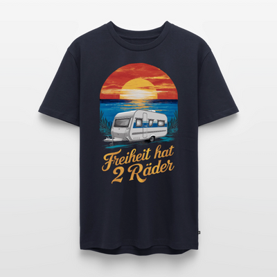 Freiheit hat 2 Räder - Herren Camping T-Shirt - Wohnwagen - Navy