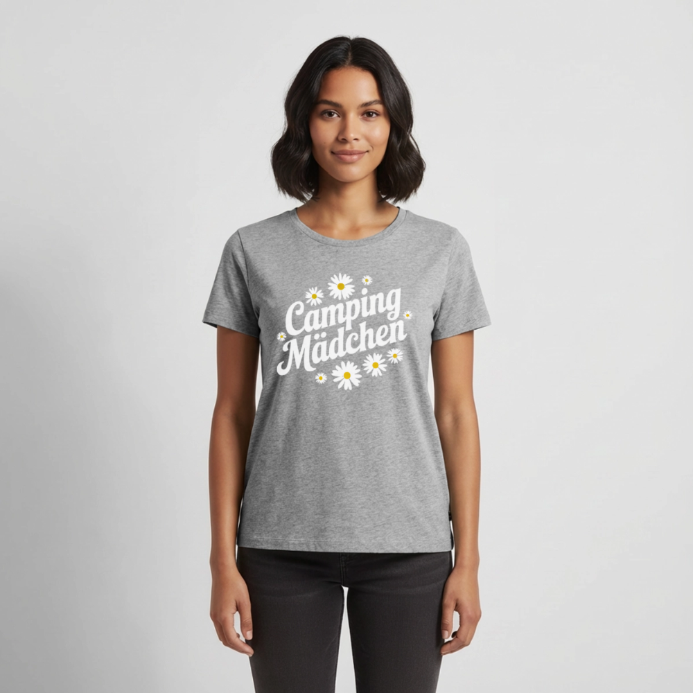 Camping Mädchen - Damen Camping T-Shirt - Grau meliert