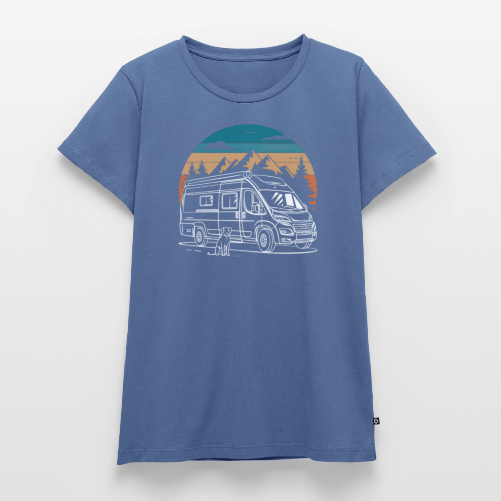 Vanlife mit Hund - Damen Camping T-Shirt - Taubenblau