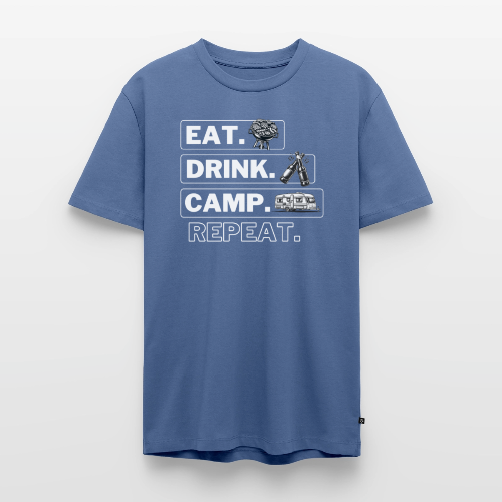 Eat Drink Camp - Herren Camping T-Shirt - Wohnwagen - Taubenblau
