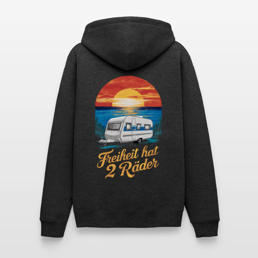 Freiheit hat 2 Räder - Herren Camping Hoodie - Wohnwagen - Anthrazit meliert