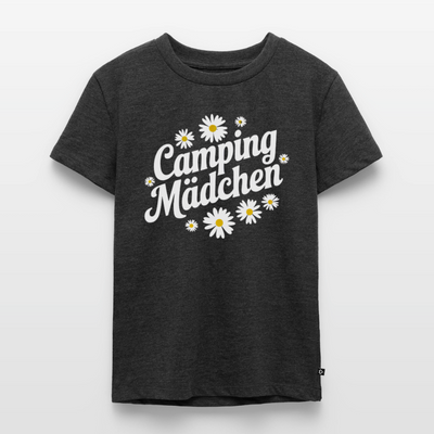 Camping Mädchen - Kinder Camping T-Shirt - Anthrazit meliert