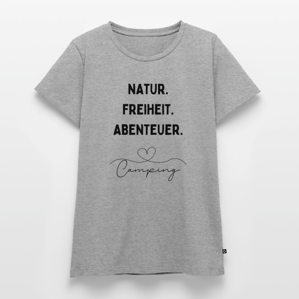 Natur Freiheit Abenteuer - Damen Camping T-Shirt - Grau meliert
