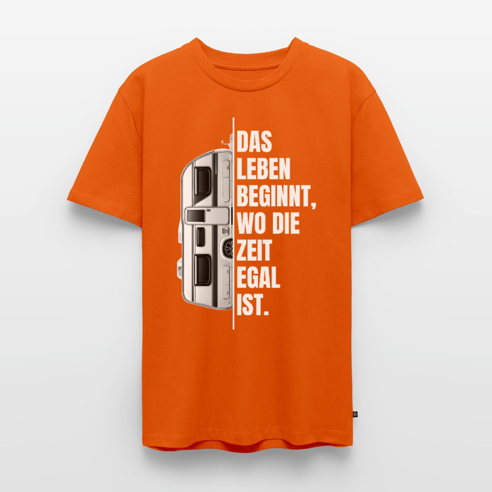 Camping ist Zeitlos - Herren Camping T-Shirt - Wohnwagen - Orange 