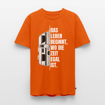 Camping ist Zeitlos - Herren Camping T-Shirt - Wohnwagen - Orange 