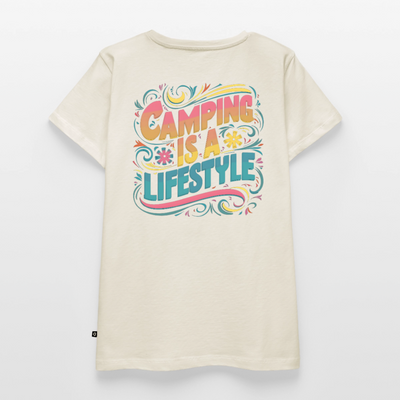 Camping is Lifestyle - Damen Camping T-Shirt - Naturweiß