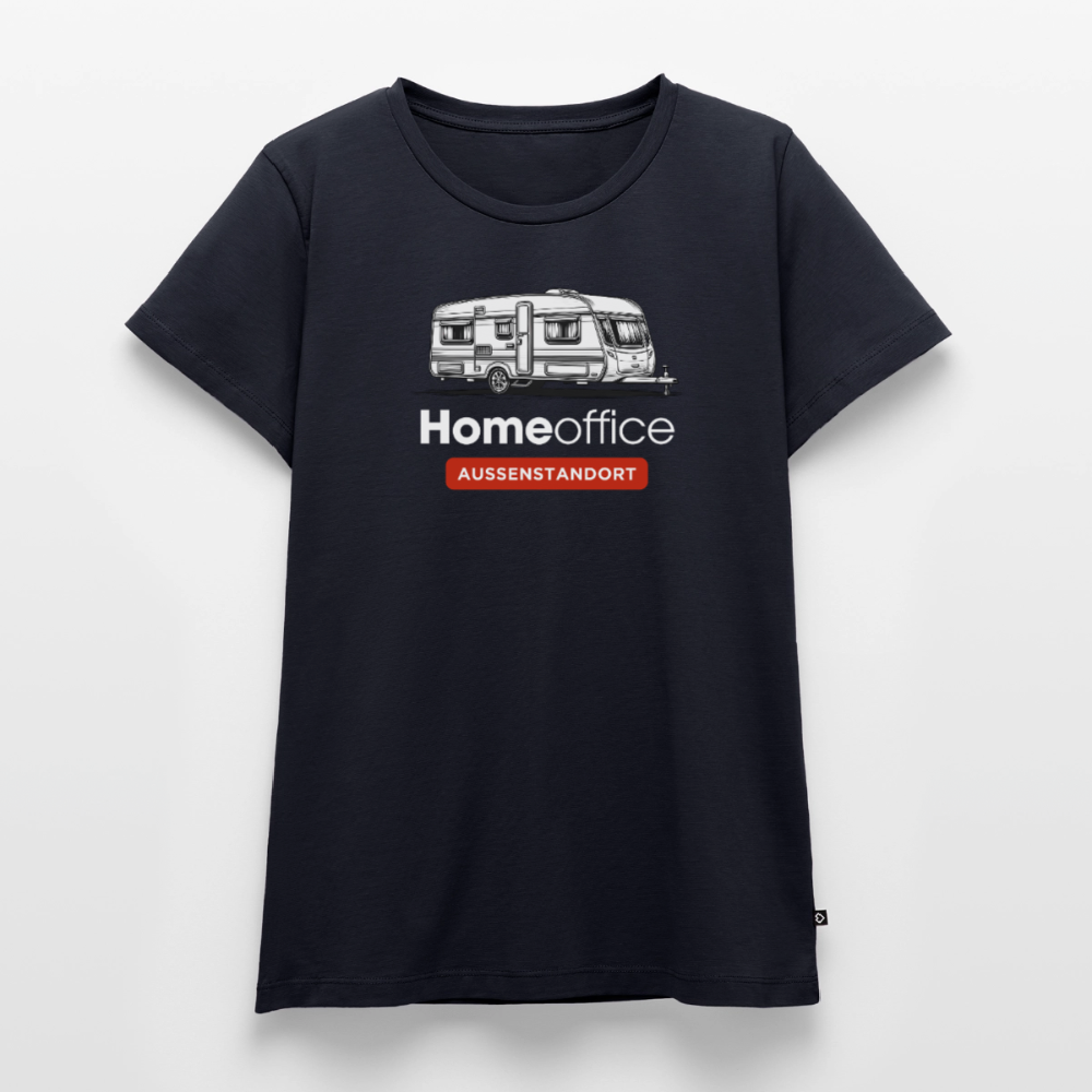 Wohnwagen Homeoffice - Damen Camping T-Shirt - Navy
