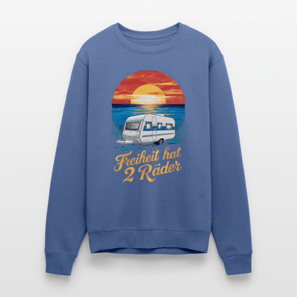 Freiheit hat 2 Räder - Herren Camping Sweatshirt - Wohnwagen - Taubenblau
