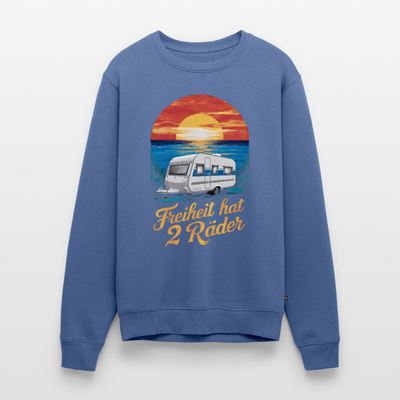 Freiheit hat 2 Räder - Herren Camping Sweatshirt - Wohnwagen - Taubenblau