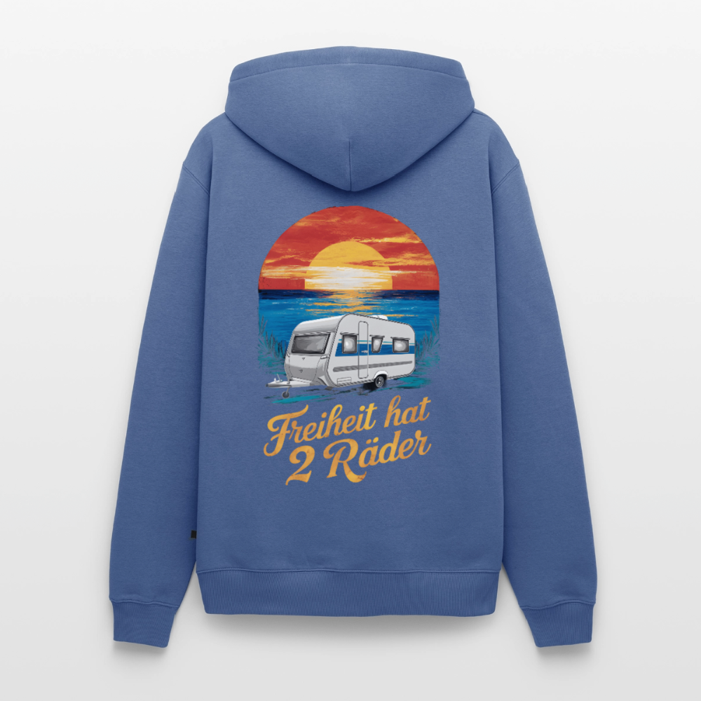 Freiheit hat 2 Räder - Herren Camping Hoodie - Wohnwagen - Taubenblau