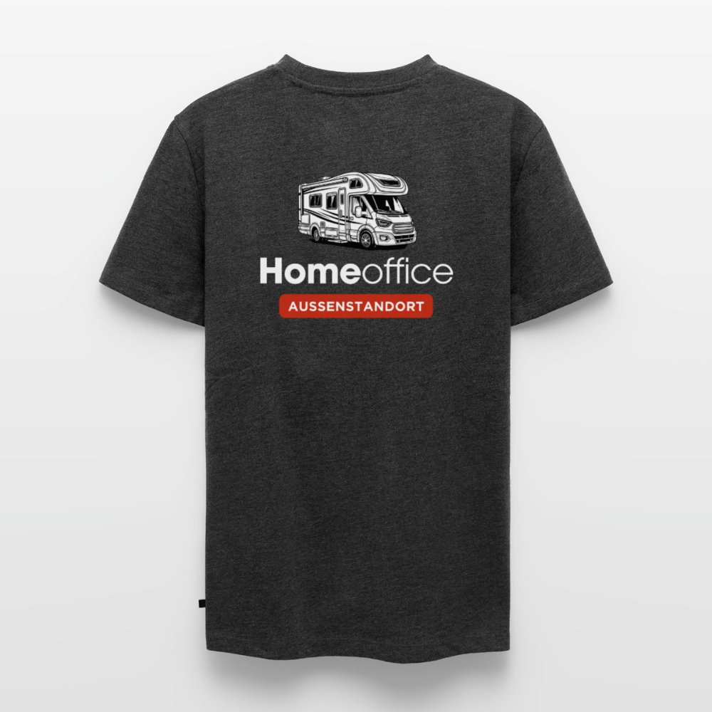 Wohnmobil Homeoffice - Herren Camping T-Shirt - Rückendruck - Anthrazit meliert