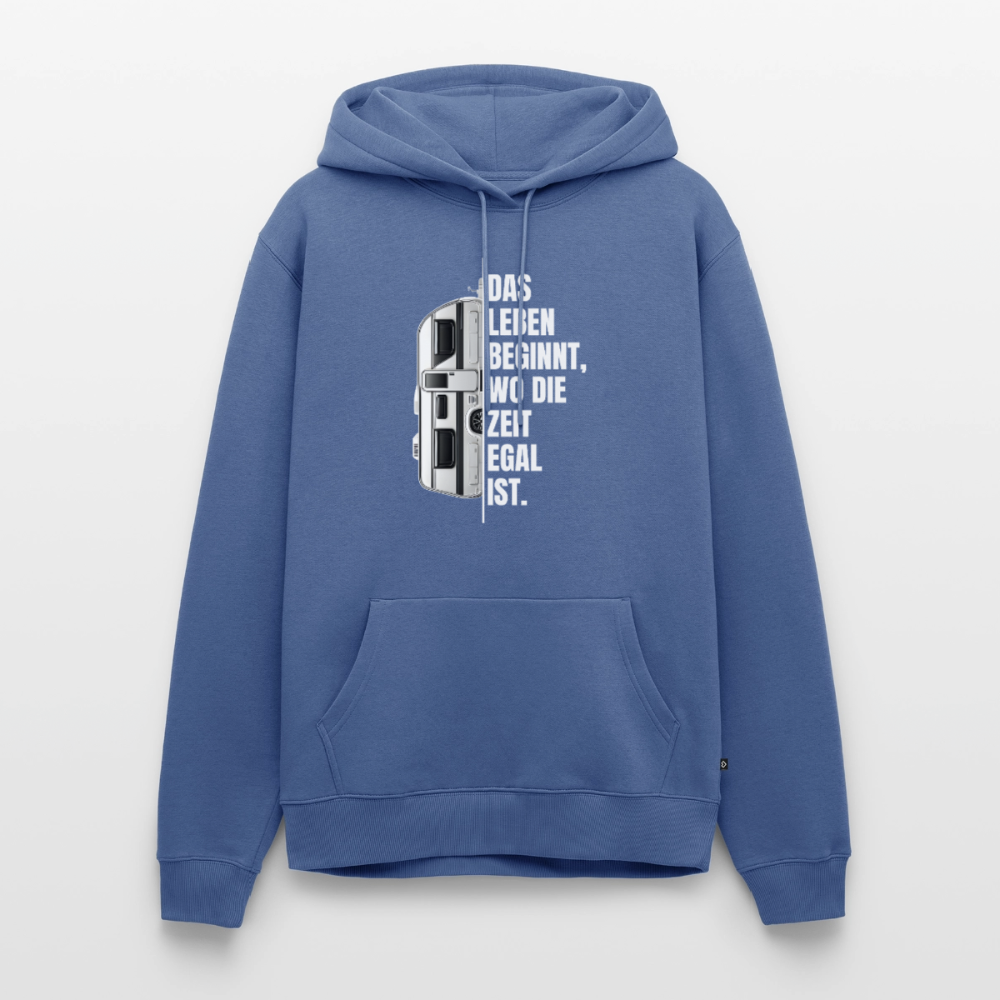 Camping ist Zeitlos - Herren Camping Hoodie - Wohnwagen - Taubenblau