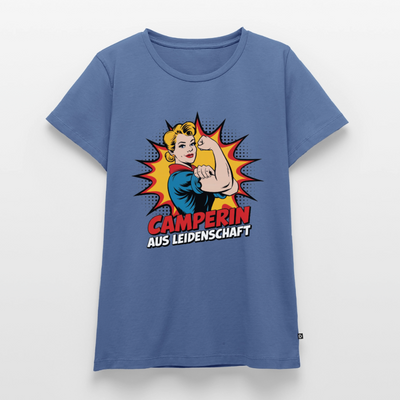 Camperin aus Leidenschaft - Damen Camping T-Shirt - Taubenblau