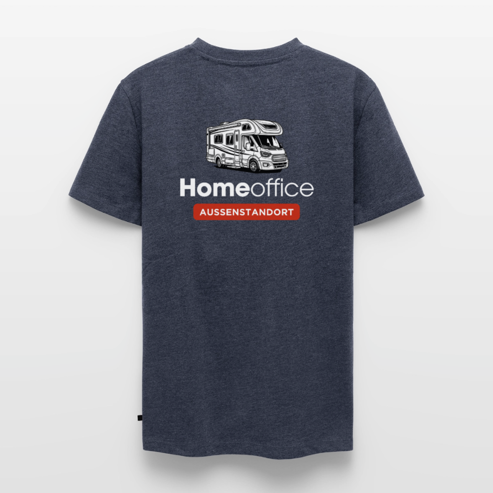 Wohnmobil Homeoffice - Herren Camping T-Shirt - Rückendruck - Jeansblau 