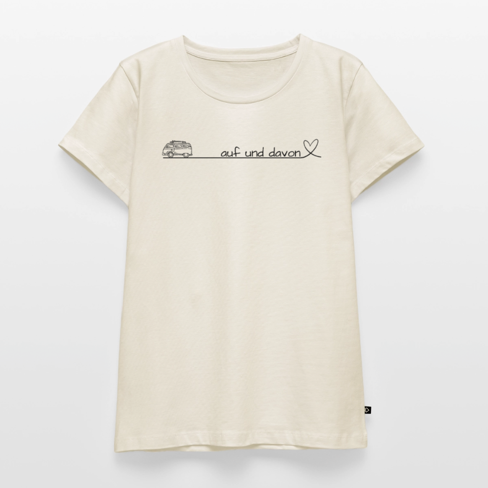 Auf und Davon - Damen Camping T-Shirt - Bulli - Naturweiß