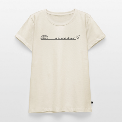 Auf und Davon - Damen Camping T-Shirt - Bulli - Naturweiß