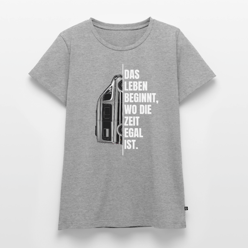 Camping ist Zeitlos - Damen Camping T-Shirt - Vanlife - Grau meliert