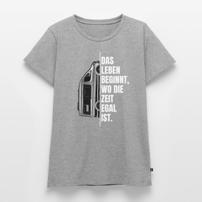 Camping ist Zeitlos - Damen Camping T-Shirt - Vanlife - Grau meliert