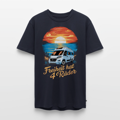 Freiheit hat 4 Räder - Herren Camping T-Shirt - Vanlife - Navy
