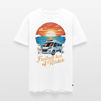 Freiheit hat 4 Räder - Herren Camping T-Shirt - Vanlife - Weiß