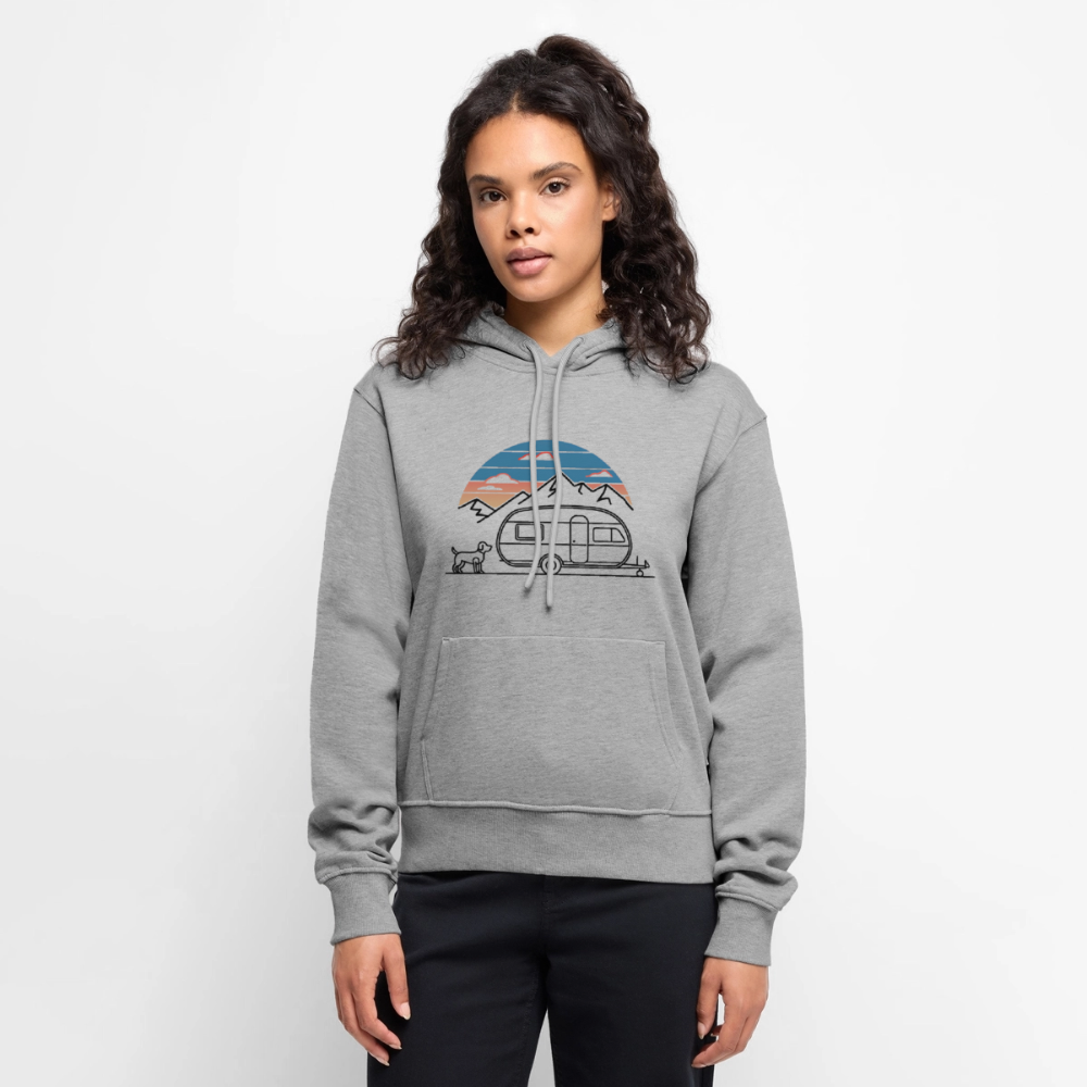 SPOD - Wohnwagen mit Hund - Damen Camping Hoodie - Grau meliert