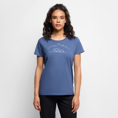 Keep it simple - Damen Camping T-Shirt - Taubenblau