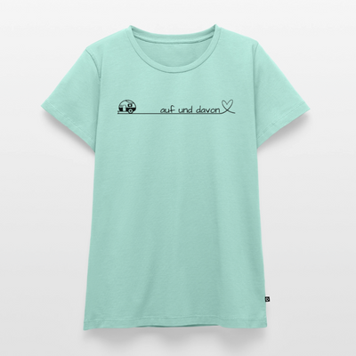 Auf und Davon - Damen Camping T-Shirt - Wohnwagen - Mint 